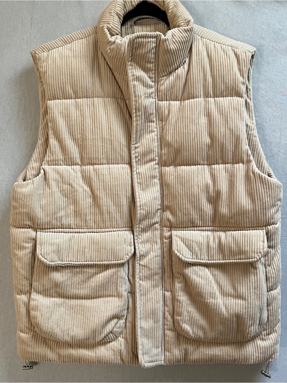 Zara Padded Corduroy Zip High Collar Puffer Vest Mens XL